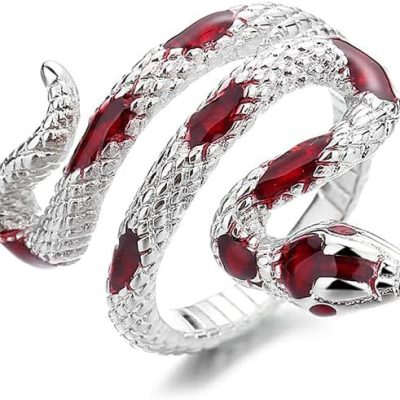 Snake Ring for Men Women, Animal Punk Rock Snake Enamel Glue Glazed Geometric Temperament Adjustable Opening Ring Gothic Costumes Vintage Jewelry For Men