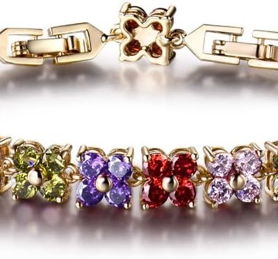 Fashion Tennis Bracelet for Women Cubic Zirconia Crystal Flower Multicolor Bracelet
