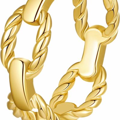 Gold Chain Link Rings for Women, Non-Tarnish Stainless Steel Rings with 18K Gold Plated, Statement Stackable Jewelry for Women